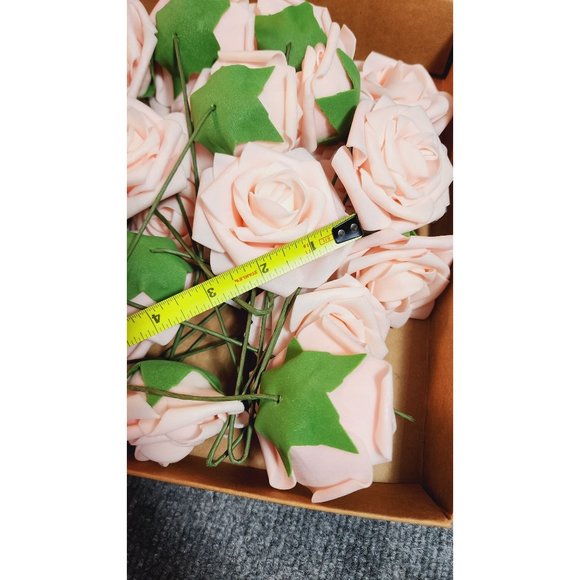 New Open Box Floroom Artificial Roses Flowers Blush Pink leaves Wires 18 Each - Picture 4 of 8